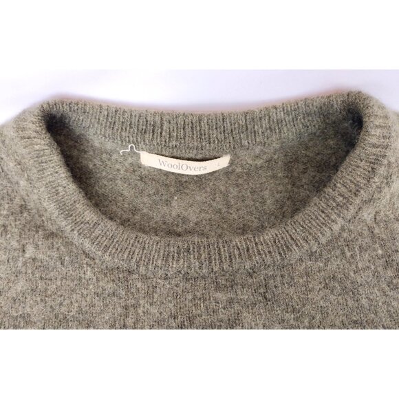 WoolOvers Olive Green 100% Lambswool Crewneck Sweater Size L - Picture 3 of 7